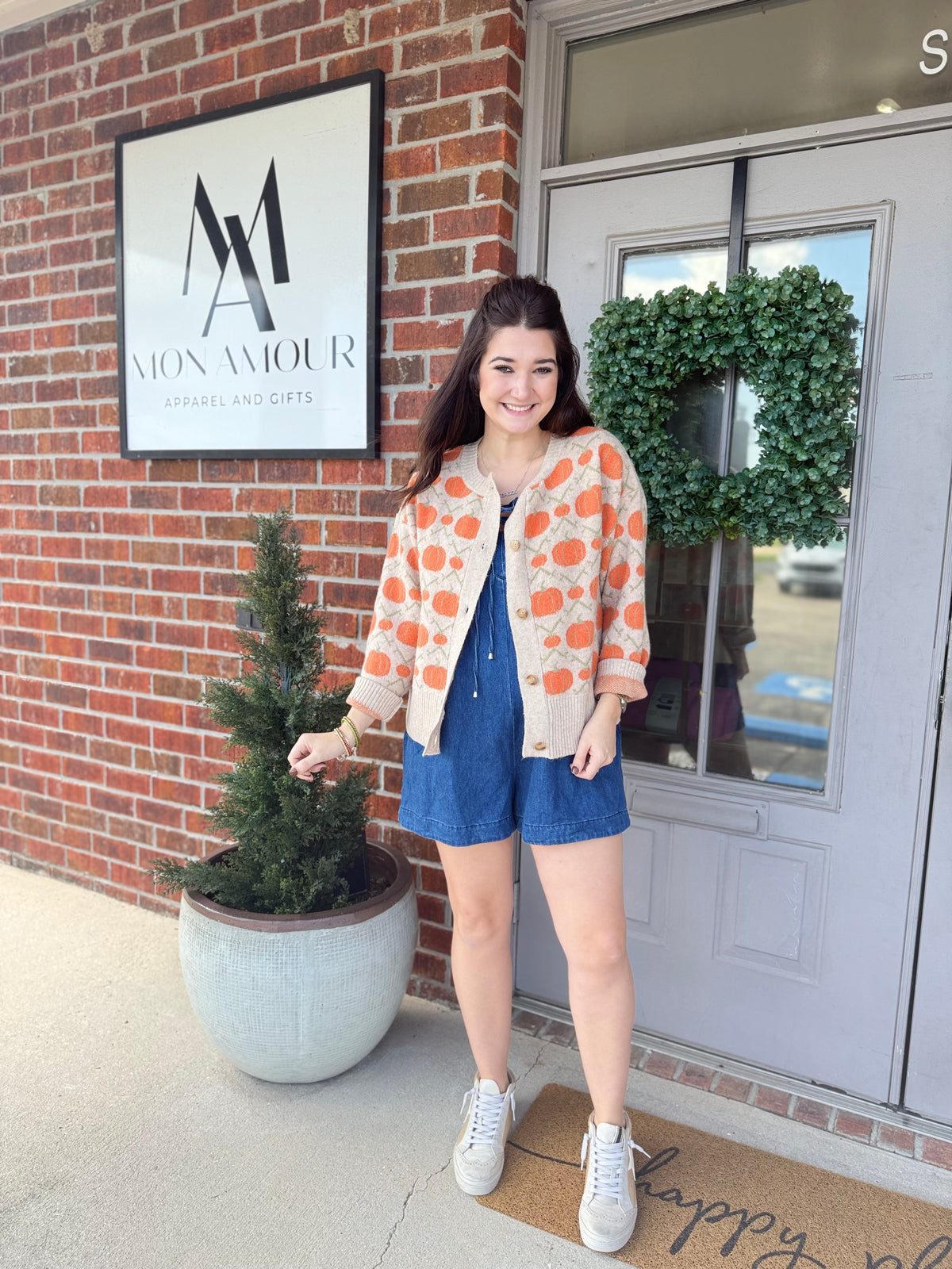 Vintage Pumpkin Knit Cardigan