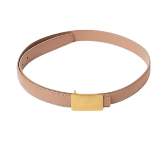 Brushed Rectangular Buckle Belt Tan