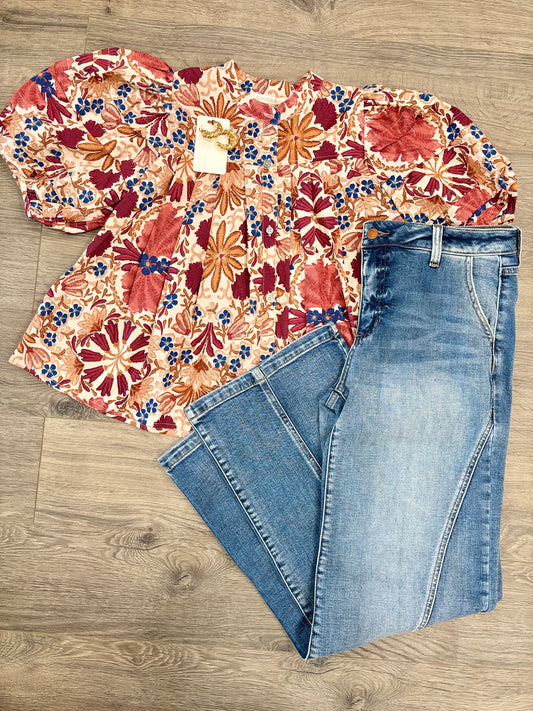Riely Rust Floral Blouse