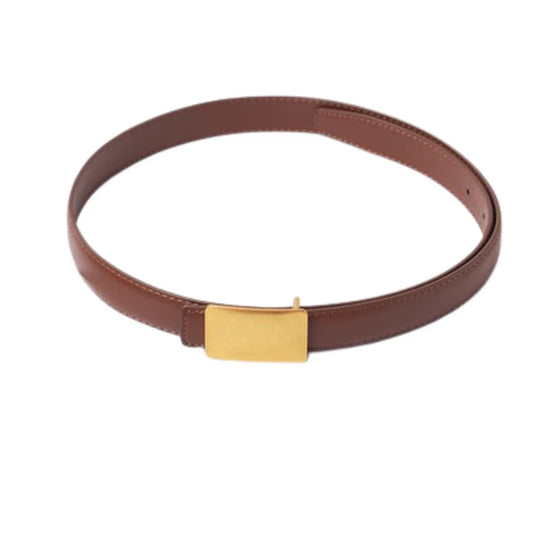 Brushed Rectangular Buckle Belt Brown