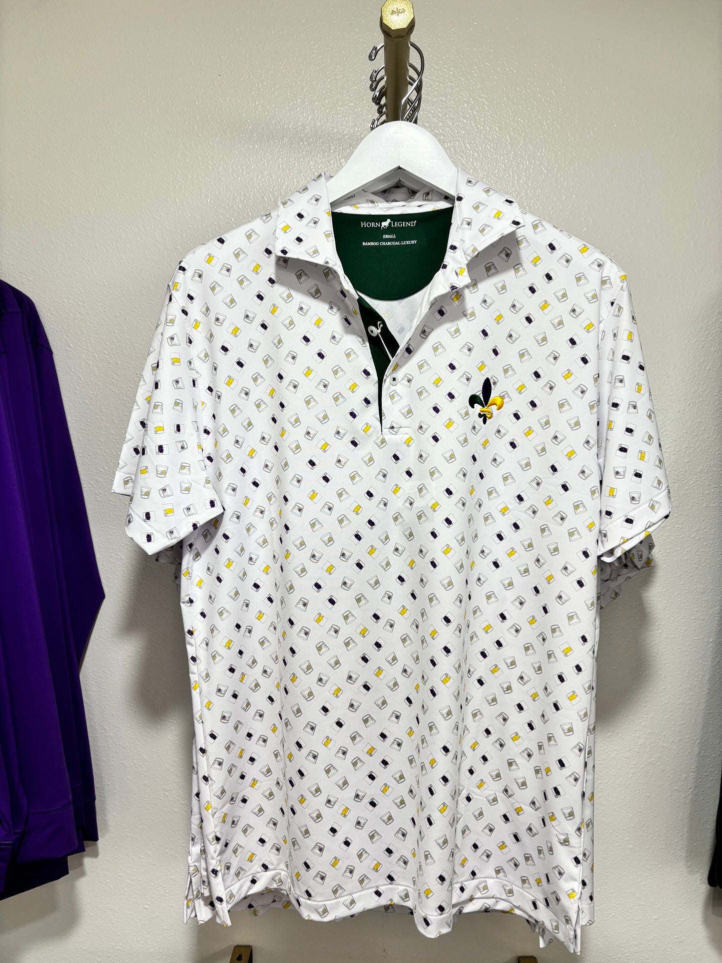 Mardi Gras Bamboo Charcoal Rocks Print Polo