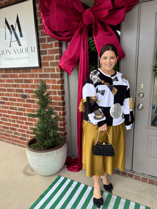 QOS Black & White Checkered NYE Icon Sweatshirt