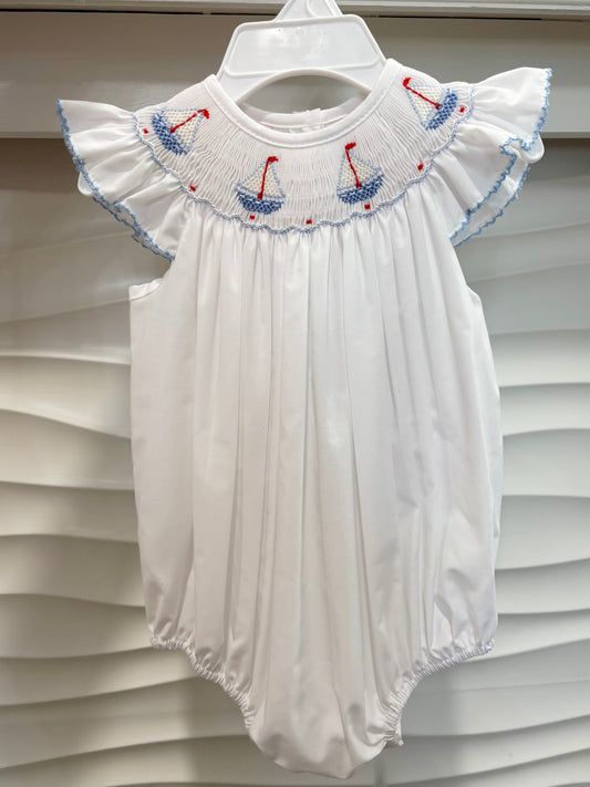 White Poplin Angel Wing Sailboat Bubble