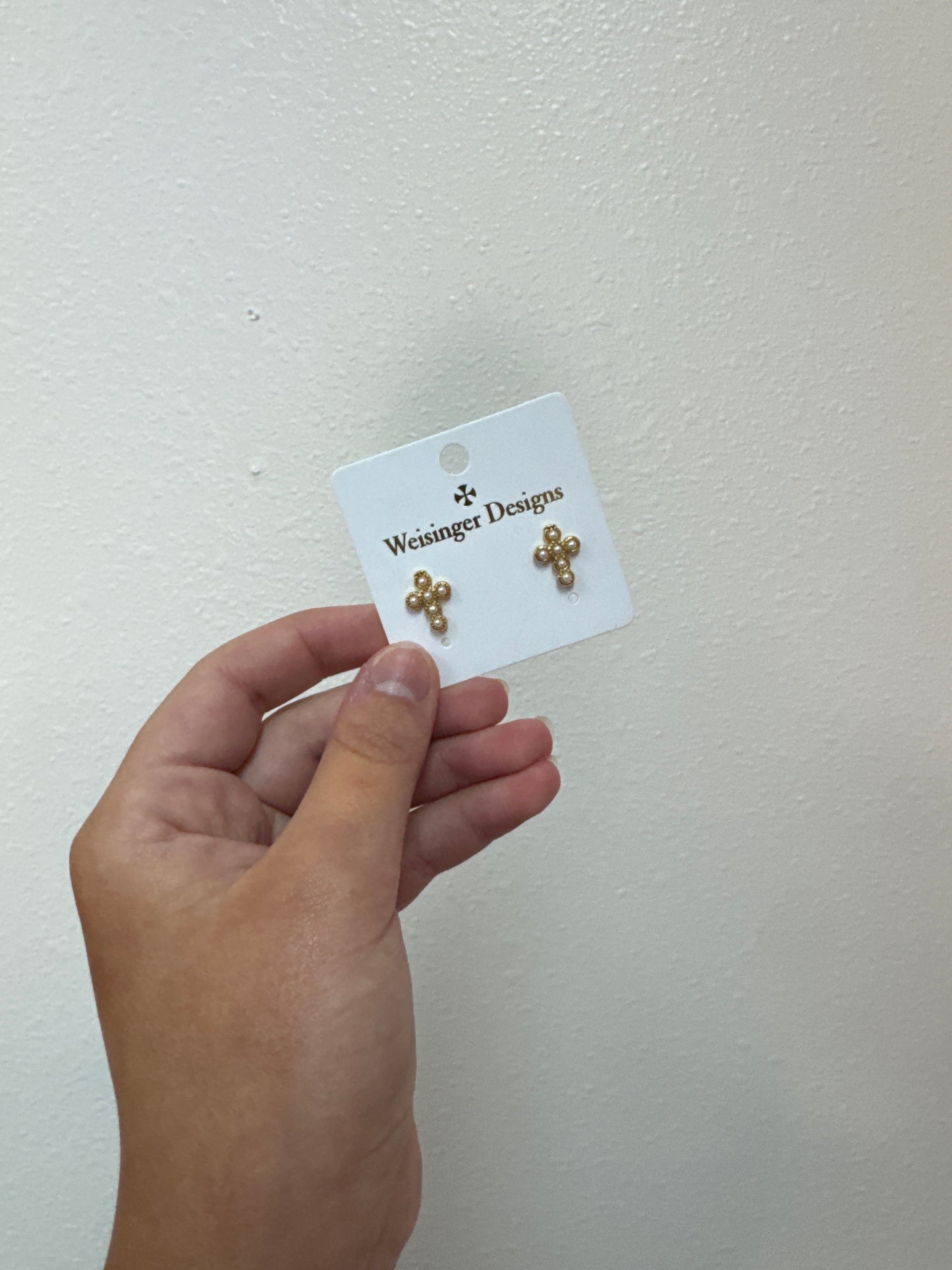 Post Cross Pearl Earring