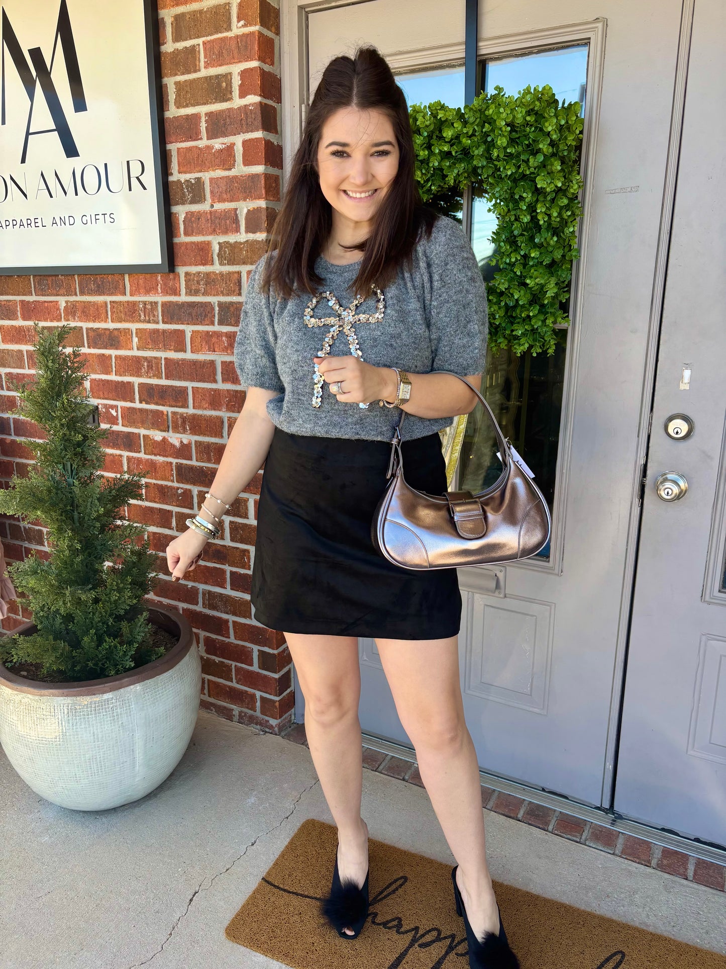 Ash Studded Bow Sweater