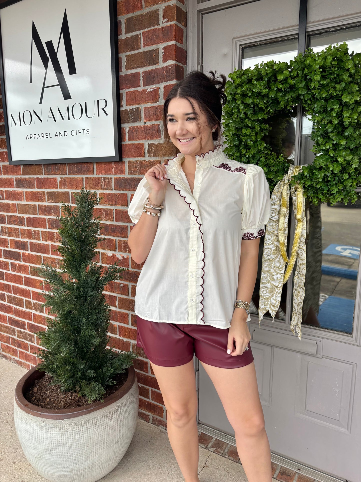 Molly Maroon Detail Top