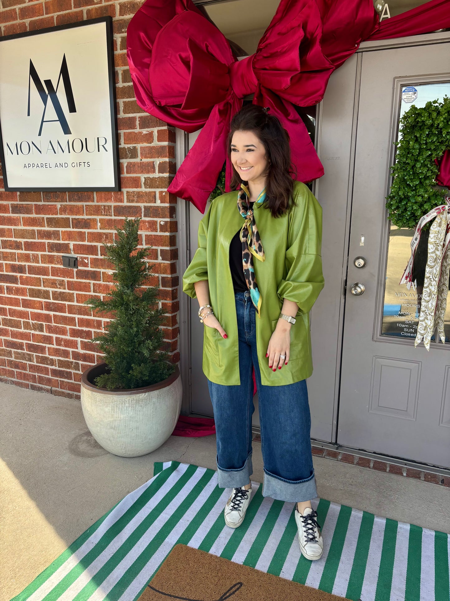 Faux Leather Matcha Jacket