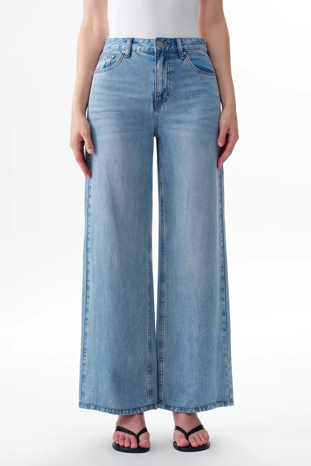 High Rise Wide Leg Jeans, Mistral