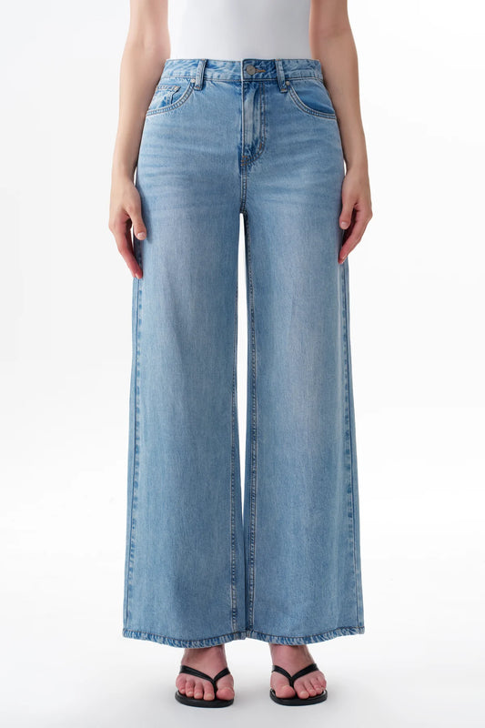 High Rise Wide Leg Jeans, Mistral