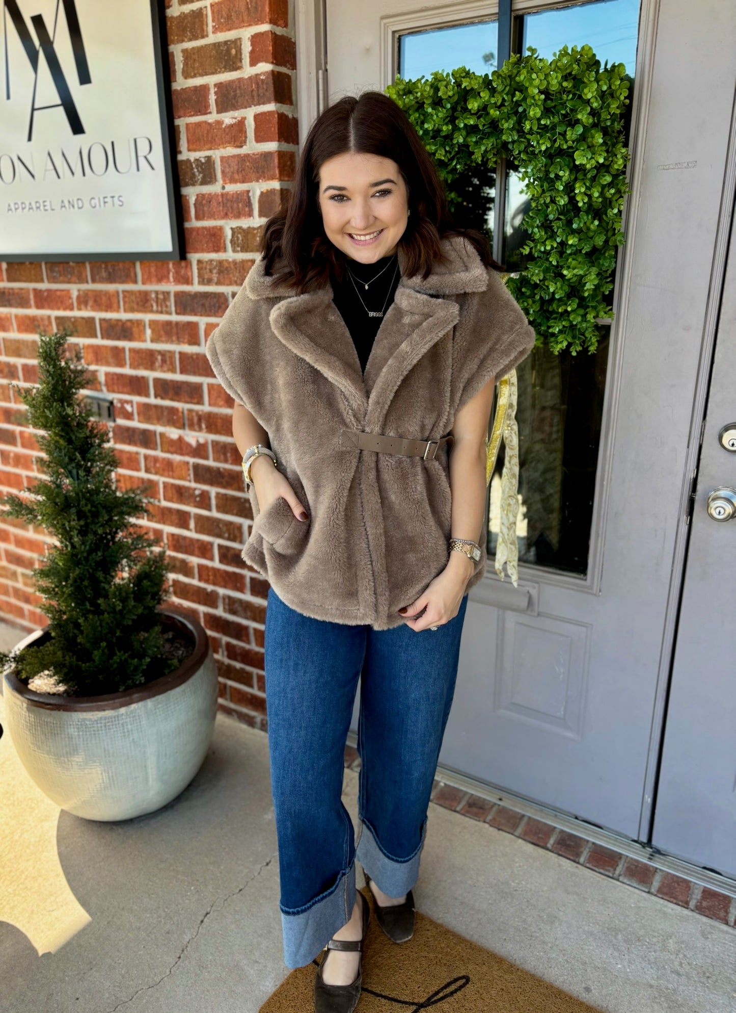 Julie Fur Sleeveless Jacket