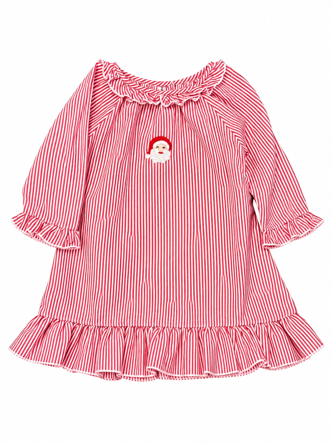 Santa Embroidered Red Stripe Gown