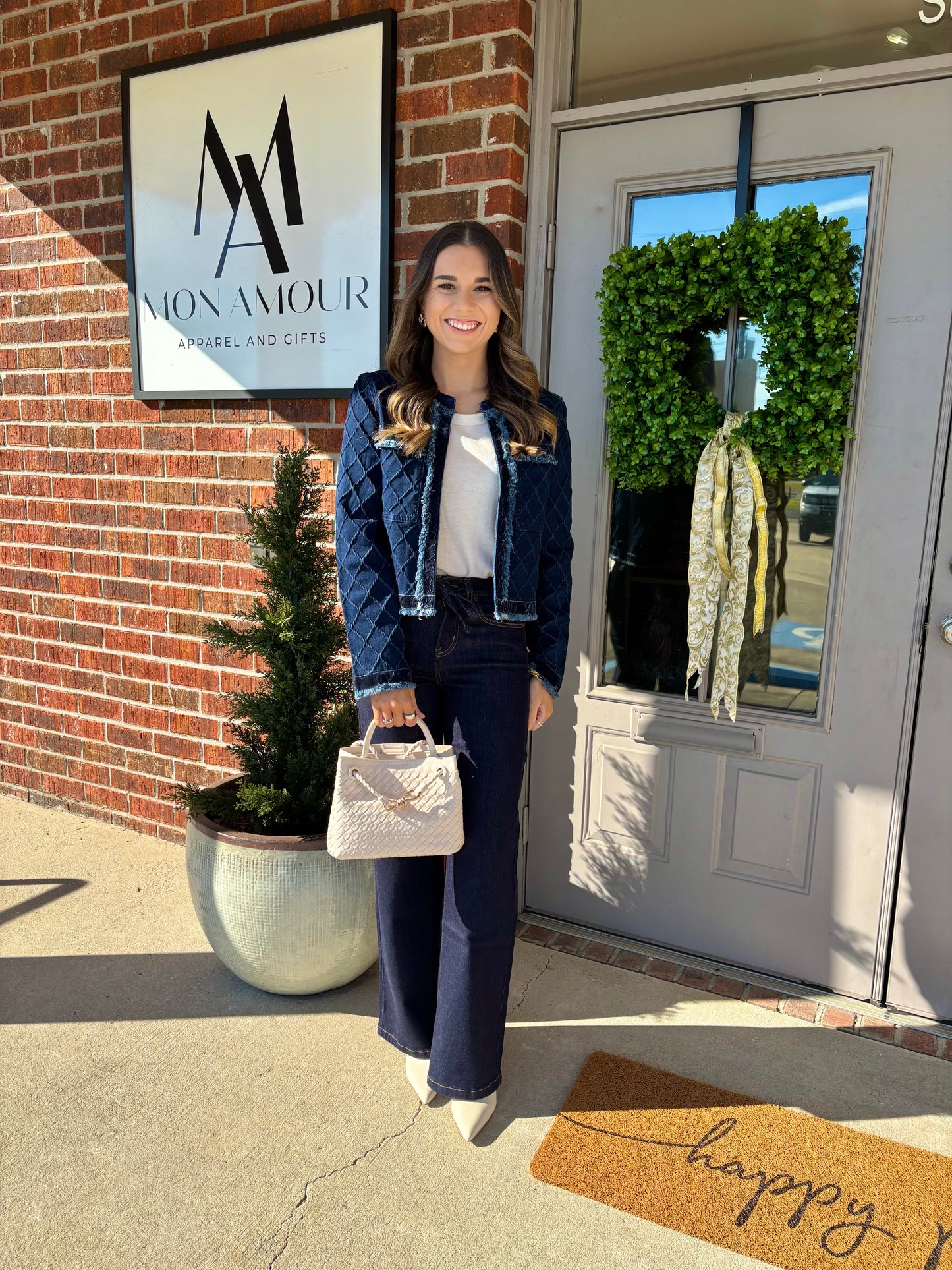 Dark Denim Diamond Fray Edge Jacket