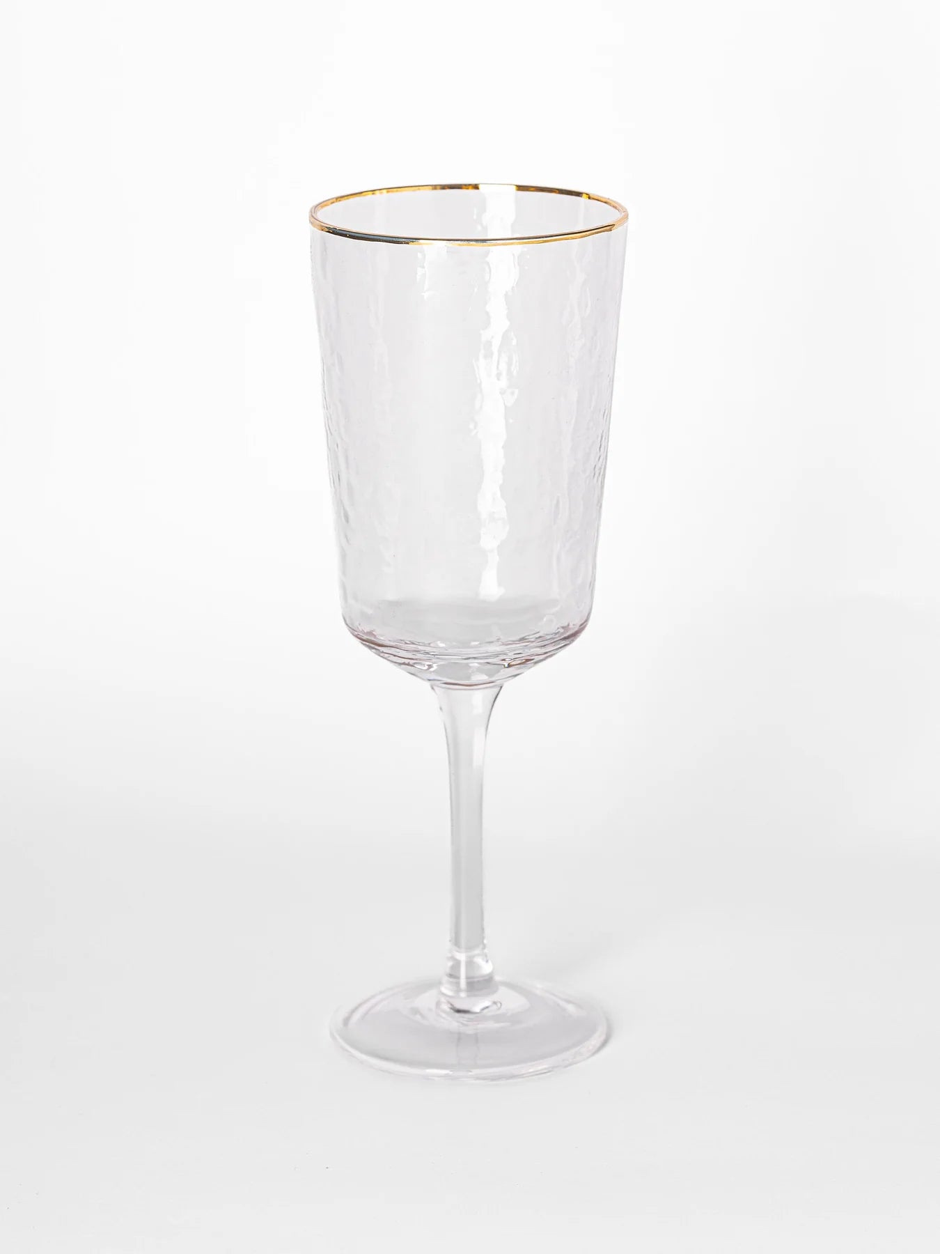 Stemmed Wine Glass | Hammered Clear