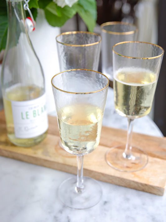 Stemmed Wine Glass | Hammered Clear