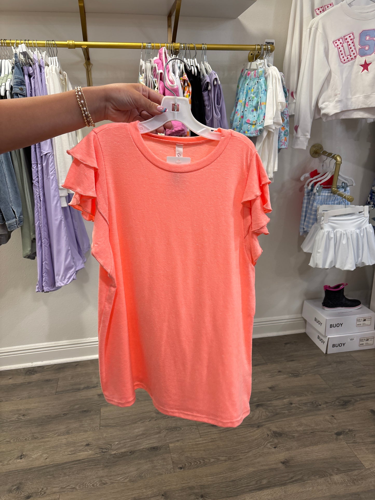 Tween Tiered Flutter Sleeve Knit Top