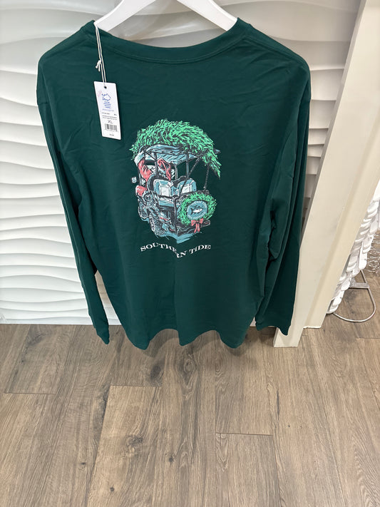 Mens LS ST Santa Club Car Tee