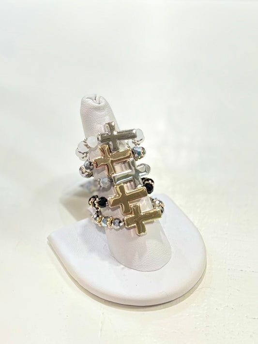 AA Crystal Cross Ring