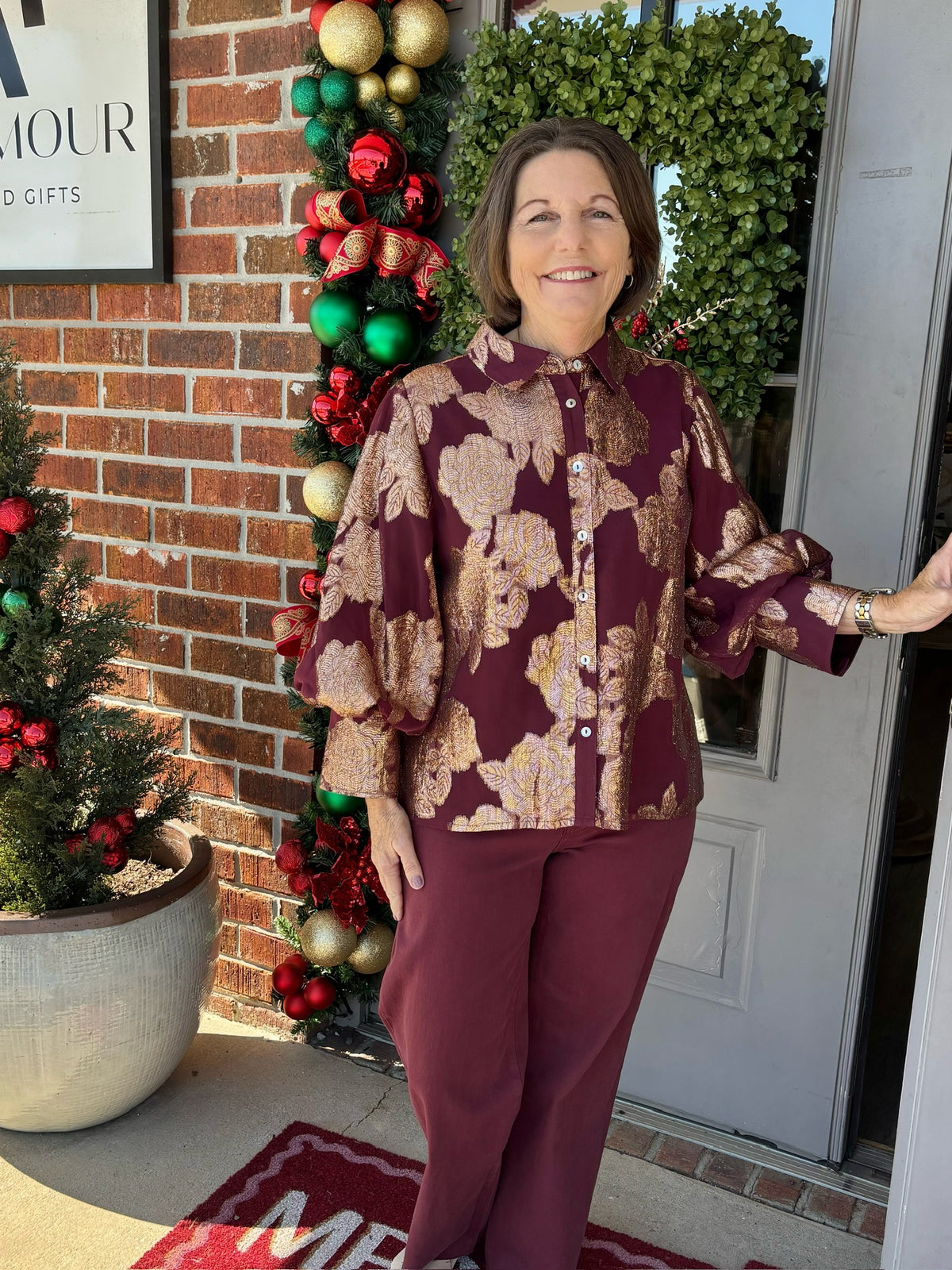 Gilded Merlot Blouse