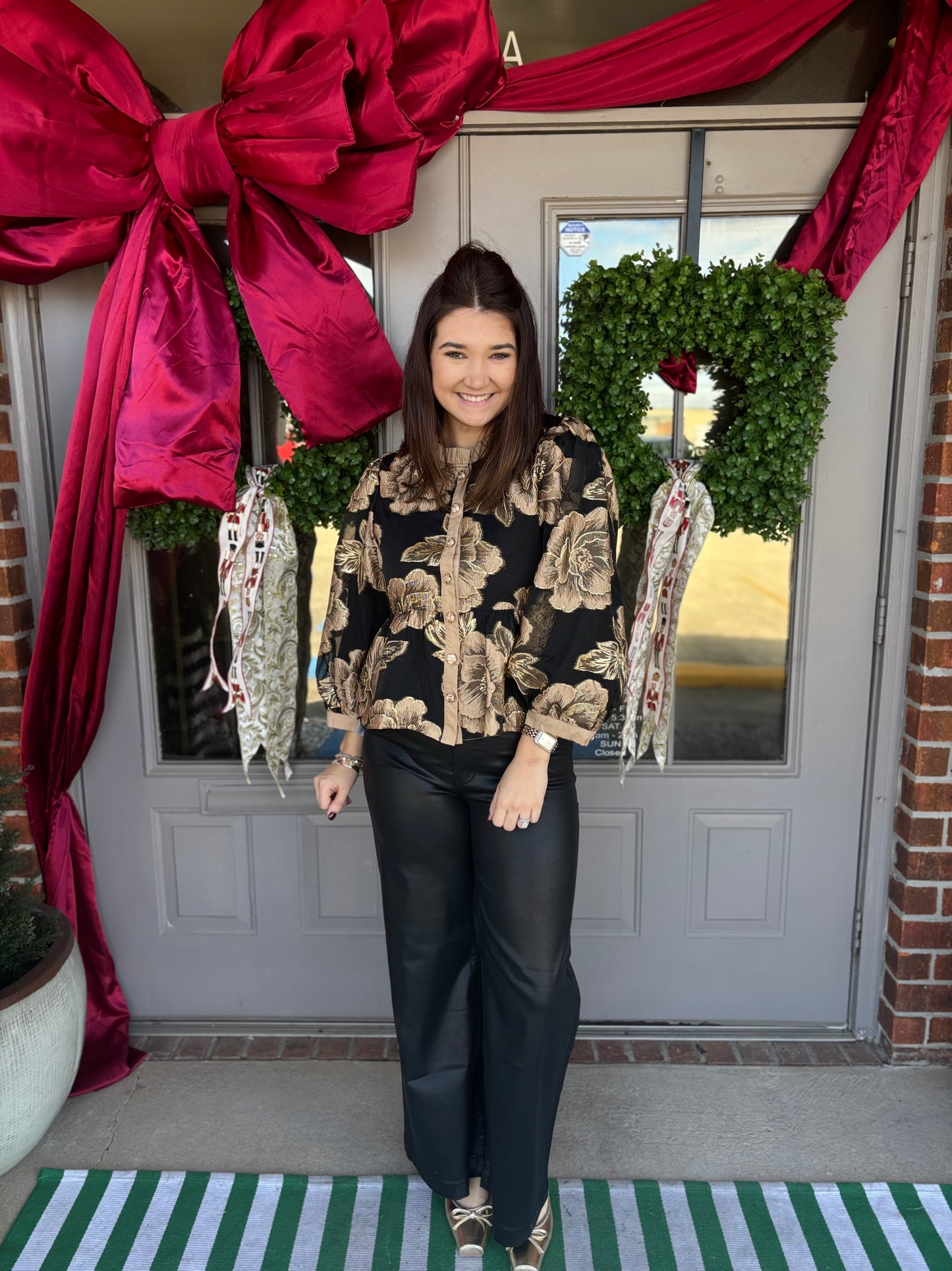 Metallic Floral Blouse