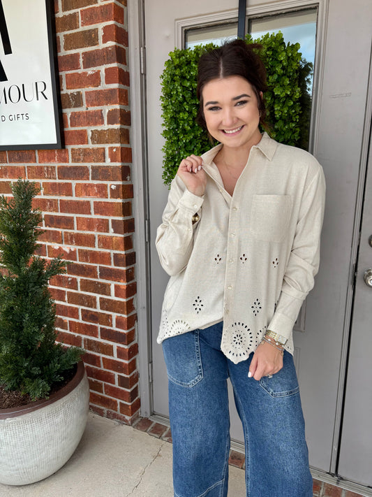 Shaya LS Scalloped Shirt