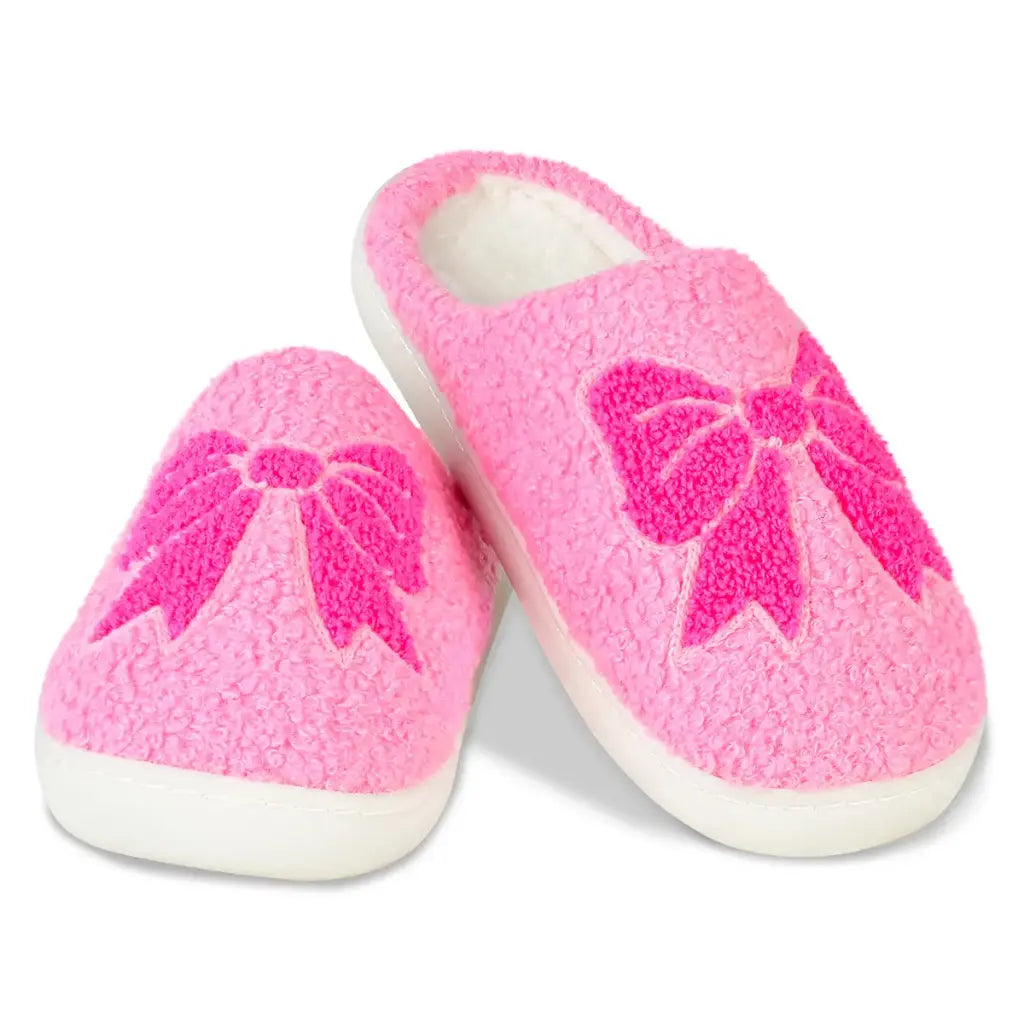 Pink Cozy Bow Slippers