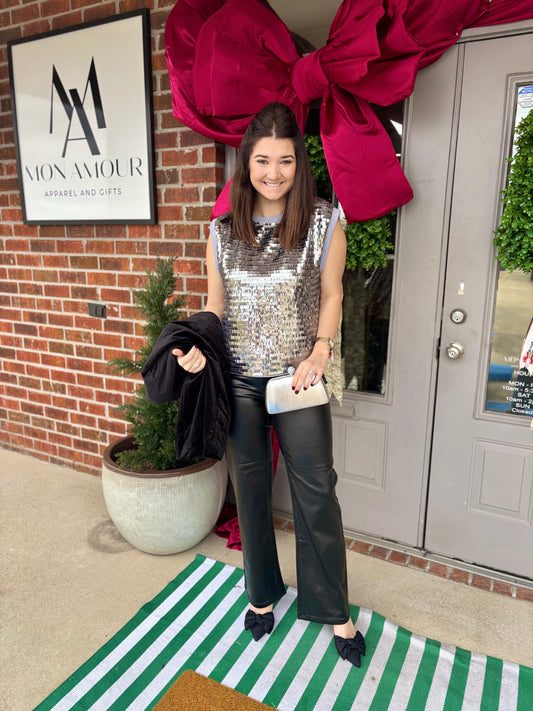 Sally Sequin ShoulderPad Tee