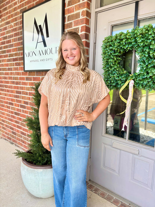 Champagne Muse Tie-Back Blouse