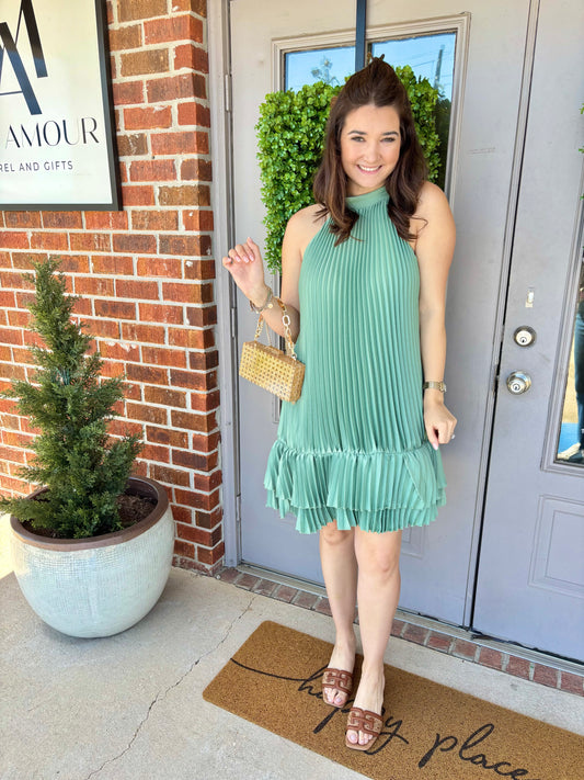 Brielle Halter Pleated Mini