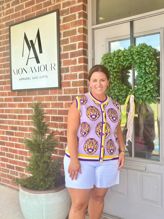 QOS LSU Knit Button Up Vest