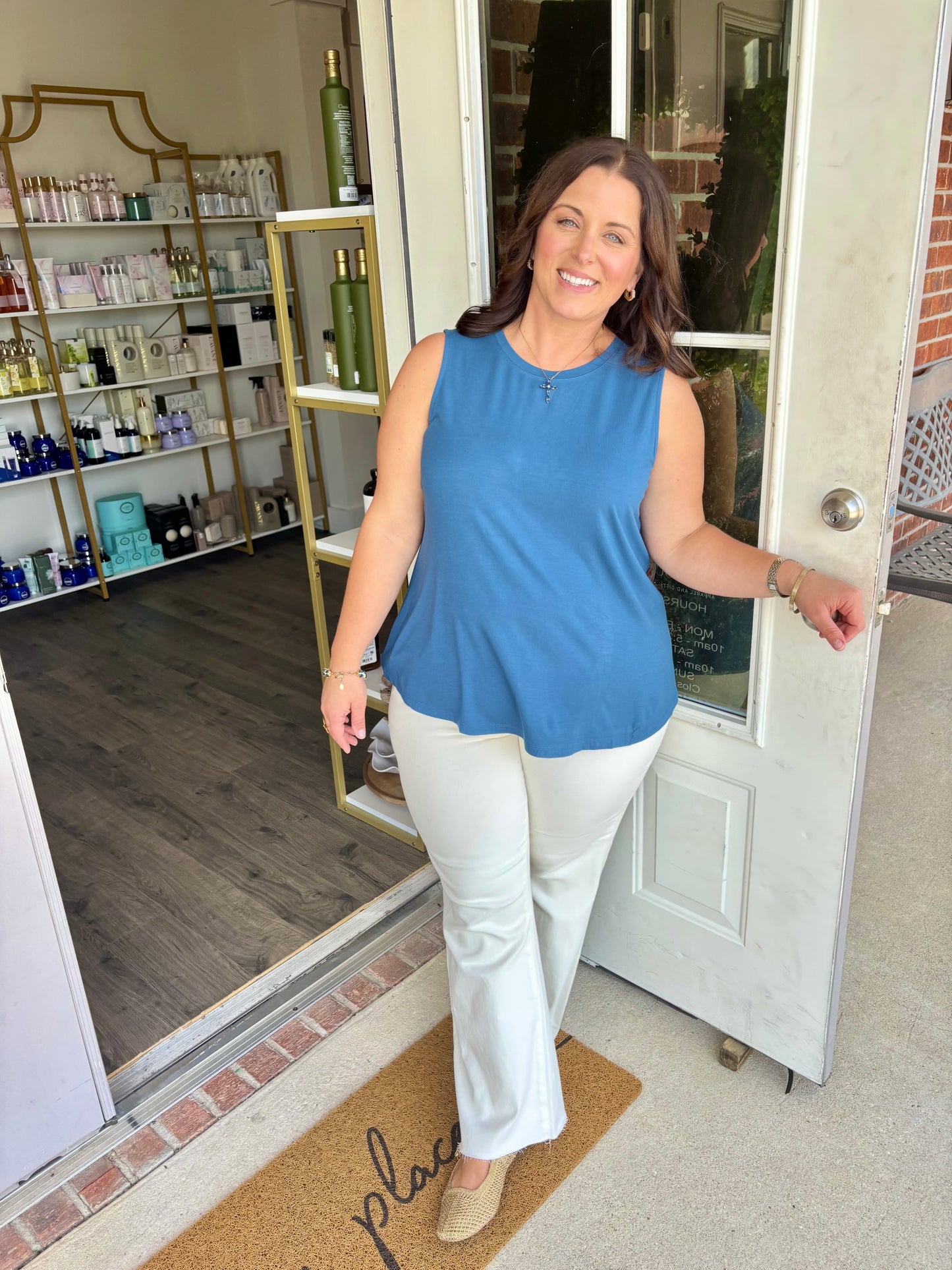 Farrah French Blue Sleeveless Tank