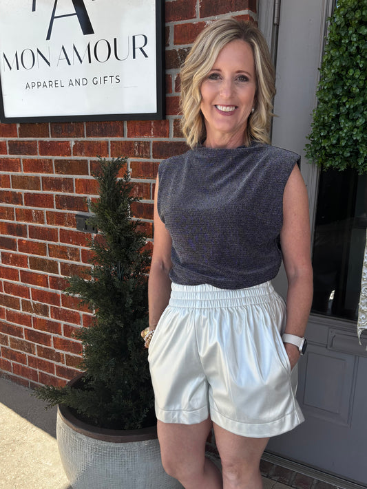 Silver Leather Legal Shorts