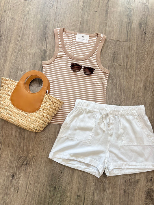 ZSupply Elin Stripe Rib Tank Iced Coffee