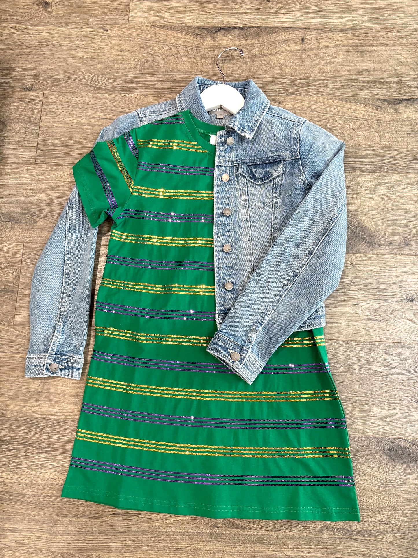 Tween Sequin Stripe Mardi Gras Dress