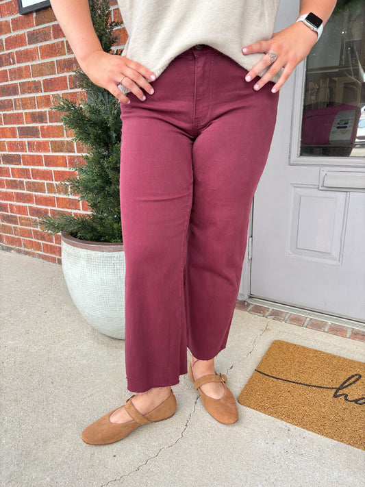 Charlotte High Rise Wide Leg, Claret