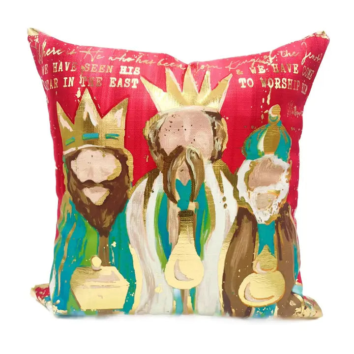 Colorful Golden 3 Kings Pillow- Velvet