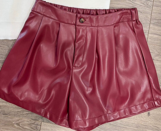 Bella Burgundy Leather Short