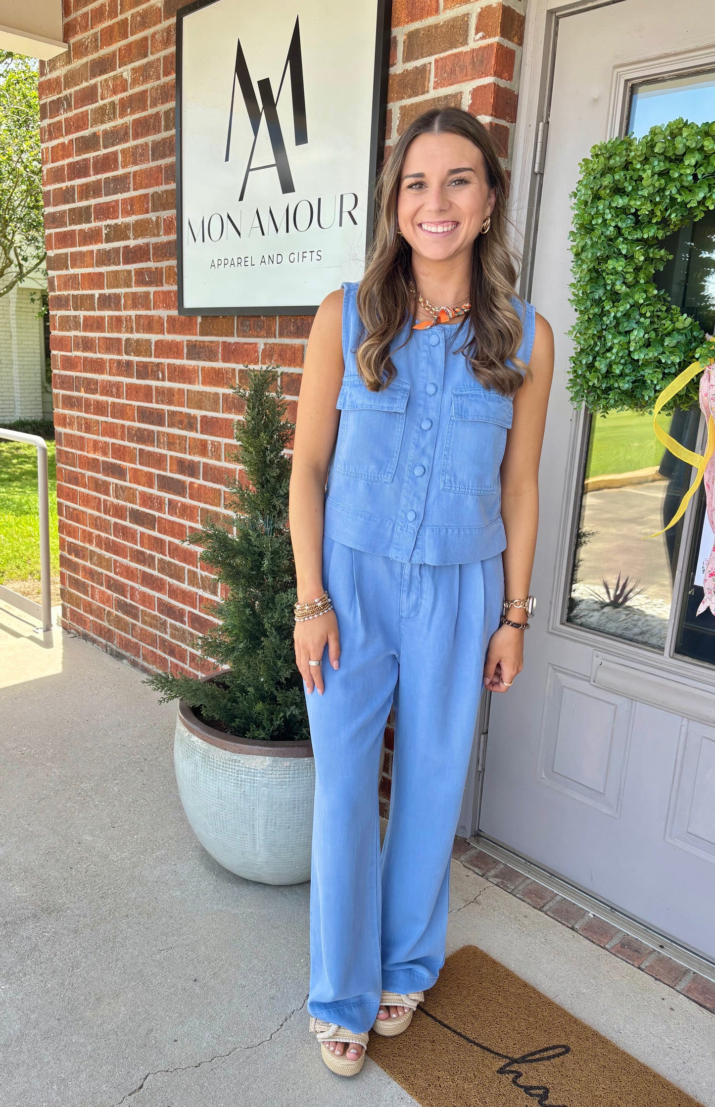 Peri Sky Drapey Denim Set