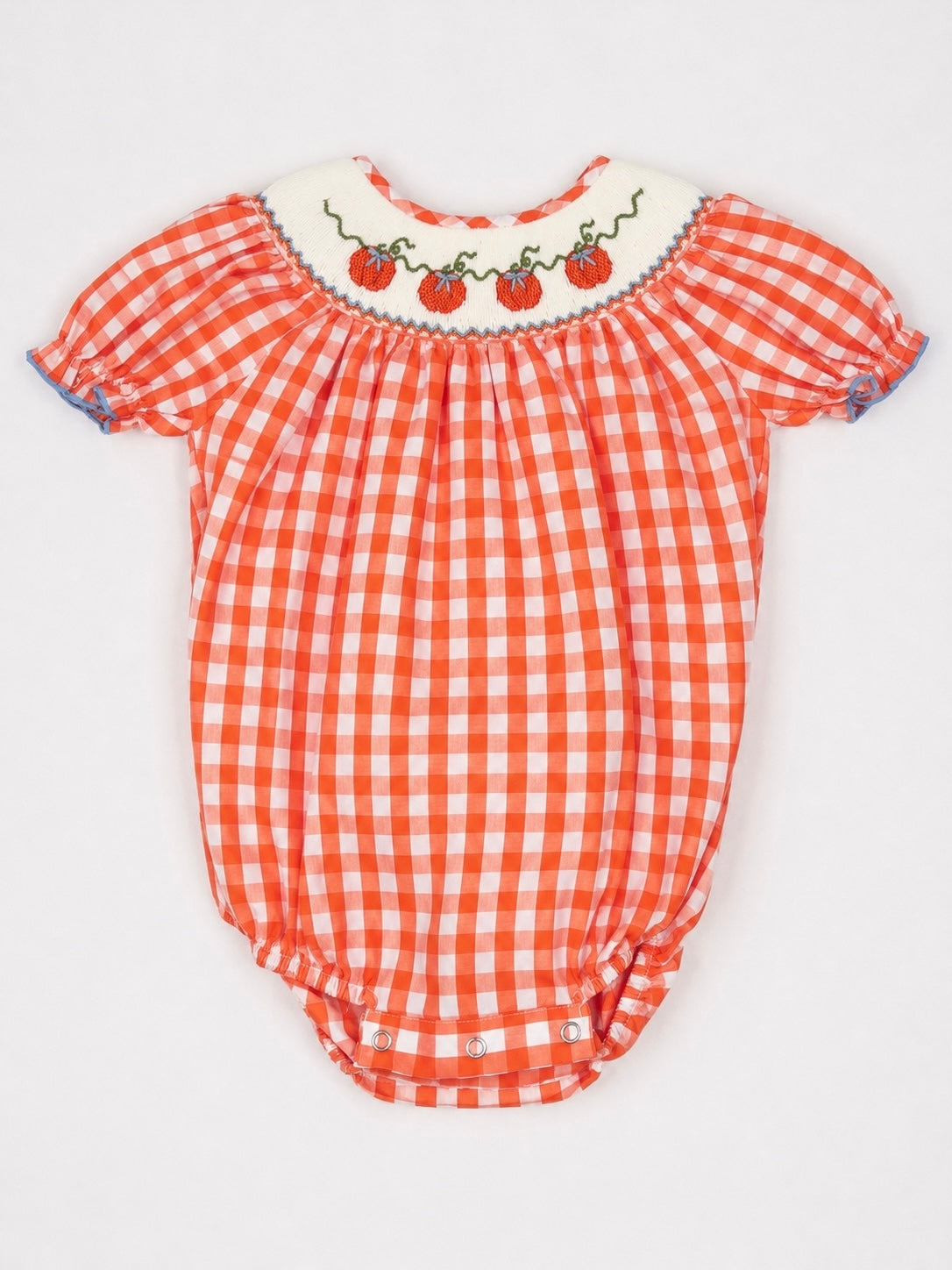 Girls Pumpkin Smocked Gingham Bubble