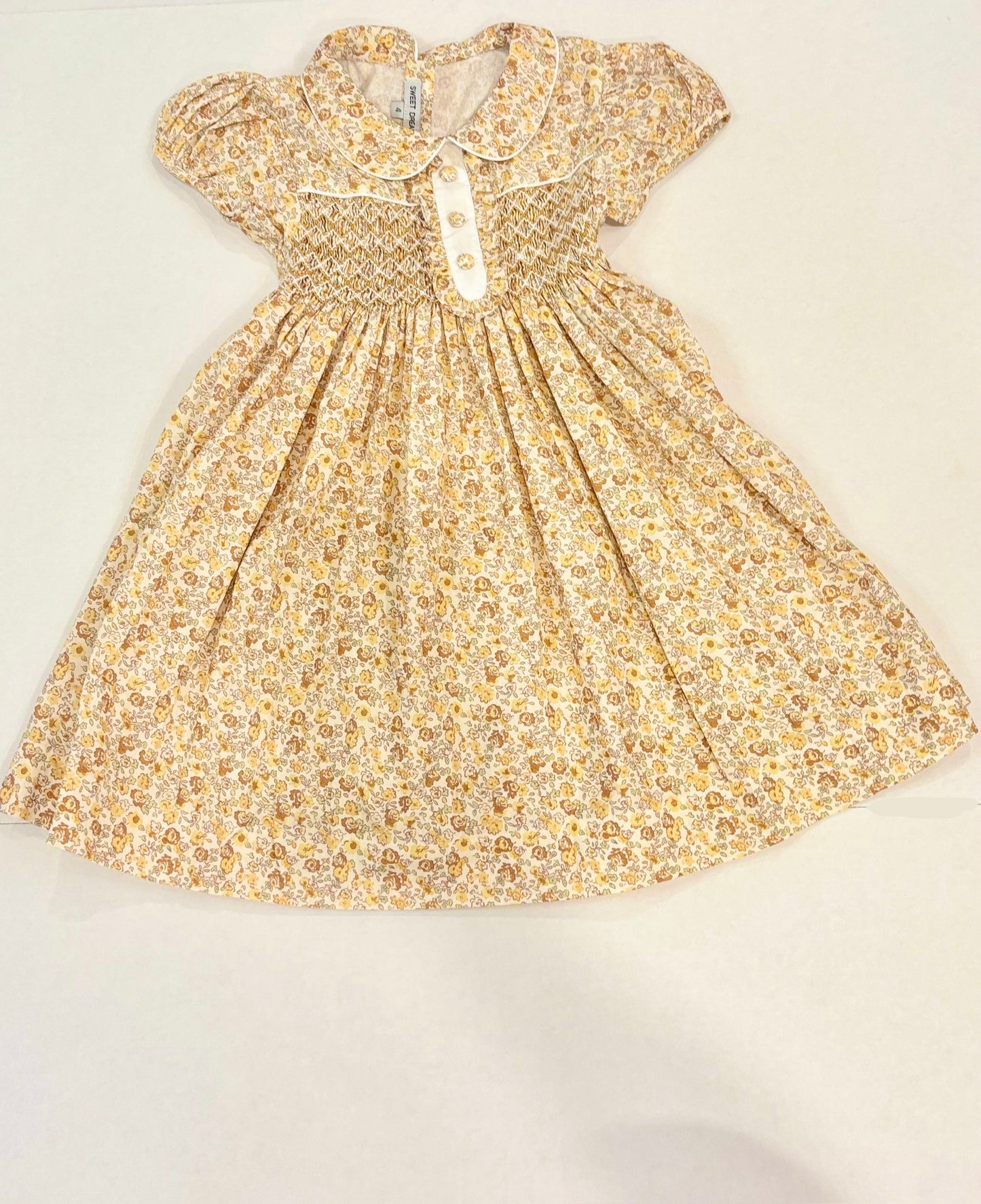 Yellow Floral Smocked Dress