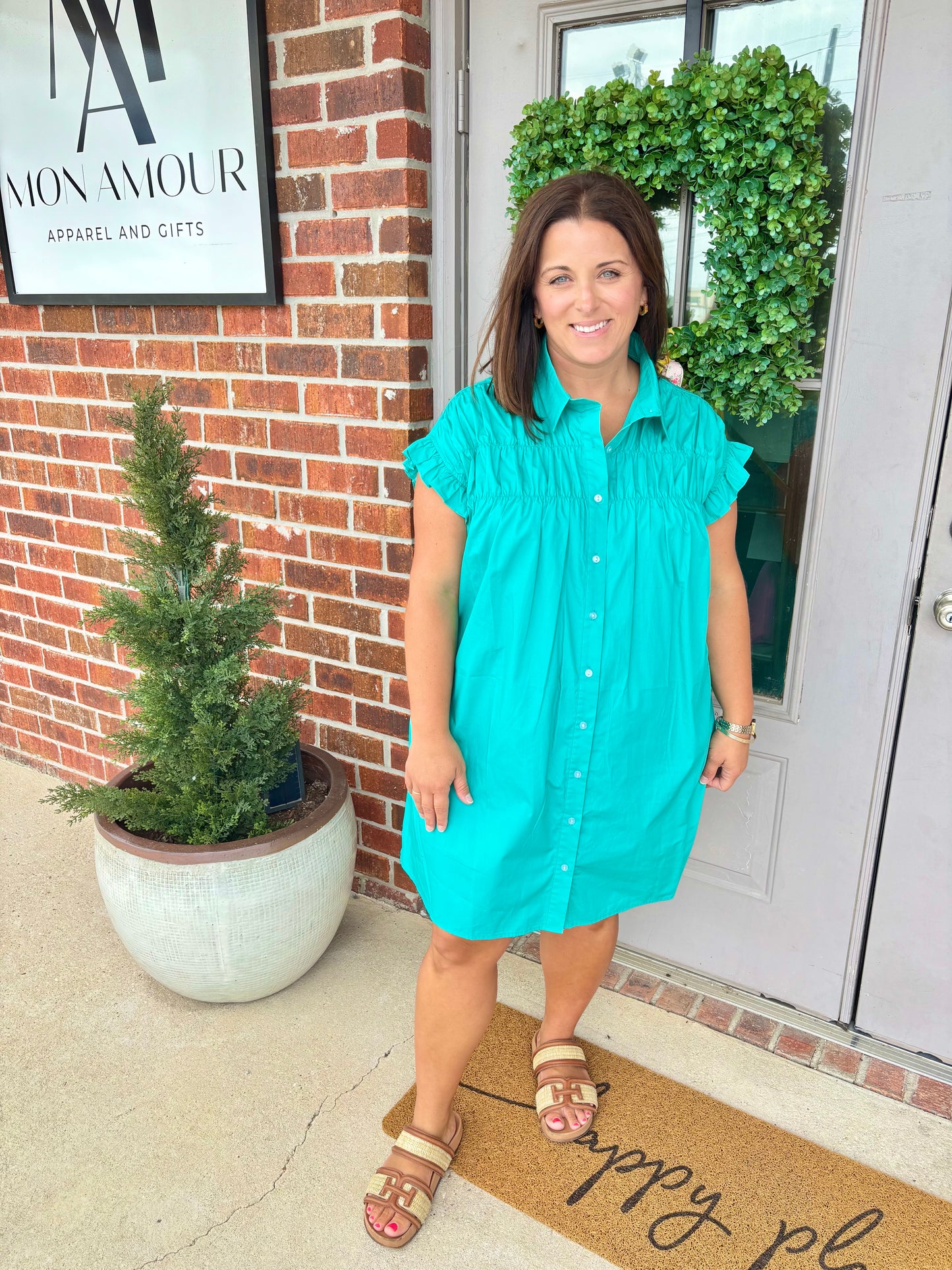The Parish Polished Dress in Turquoise
