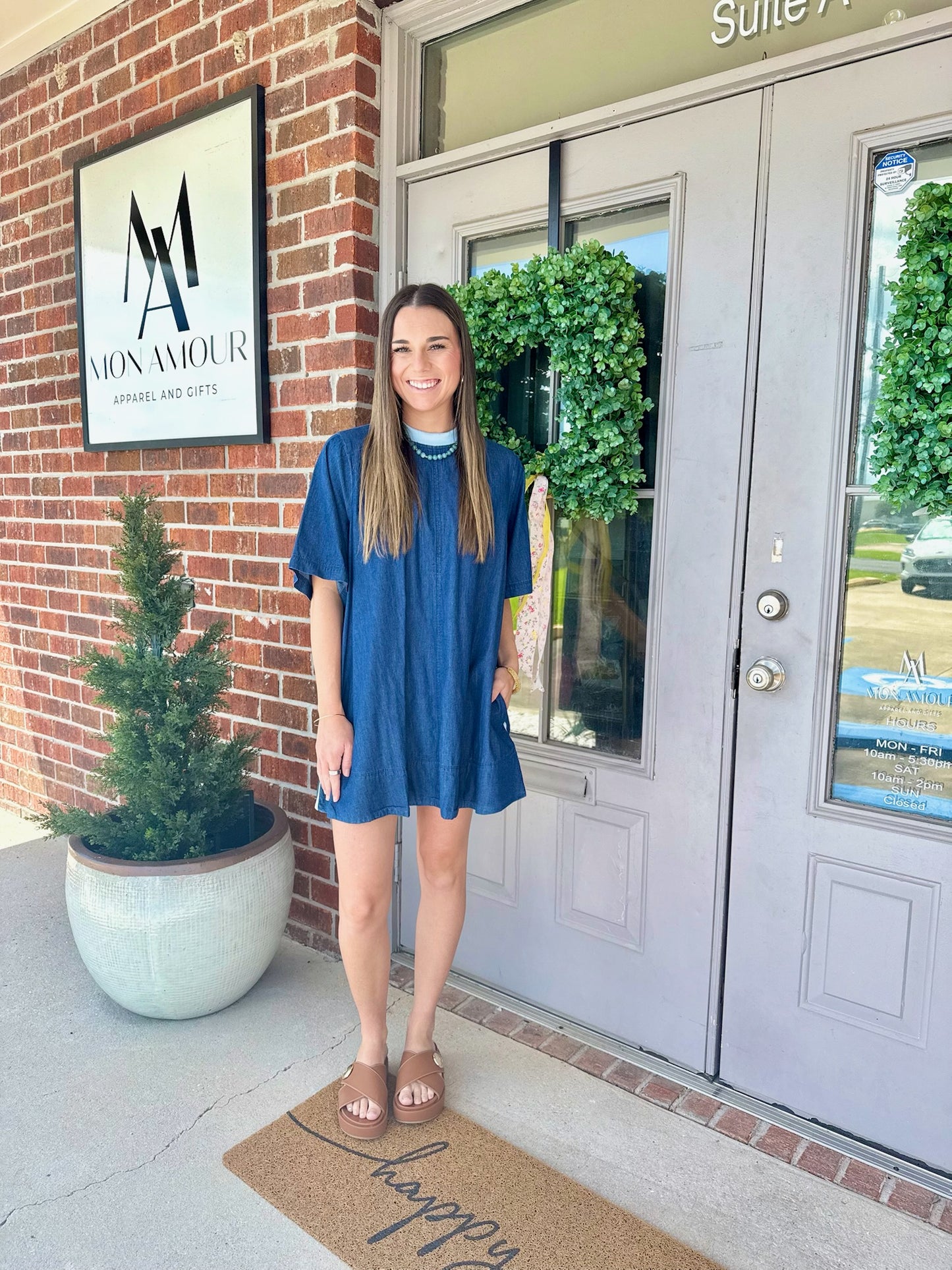 Dotie Denim Shift Dress