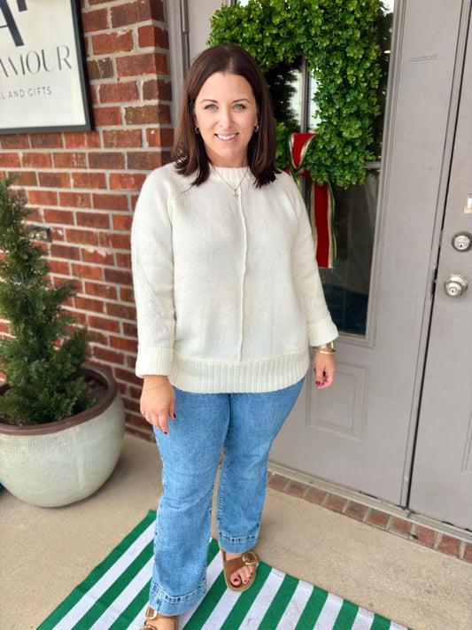 Ariadne Long Raglan Sleeve Crew Neck Sweater