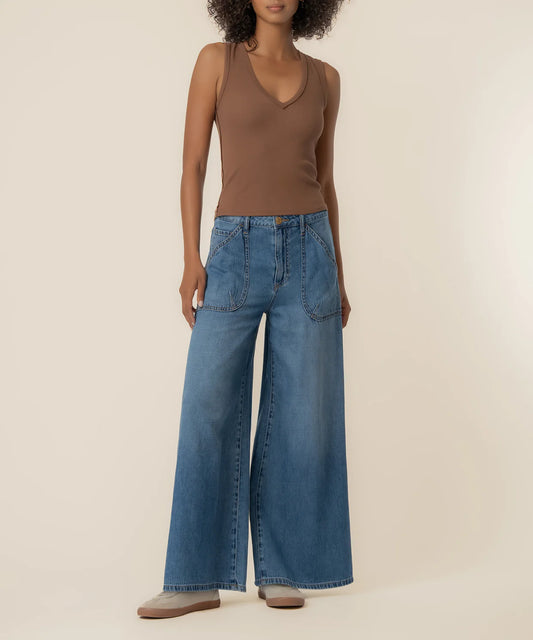 Blake High Rise Super Wide Leg in Simulated Wash