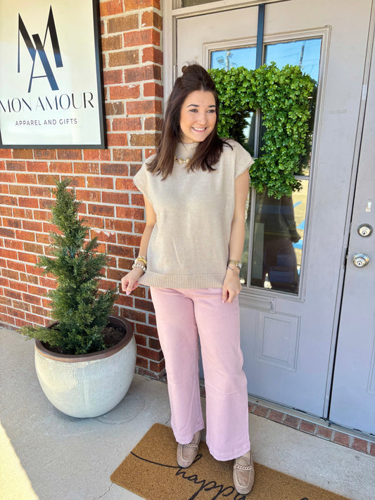 Taupe Turtleneck Sweater