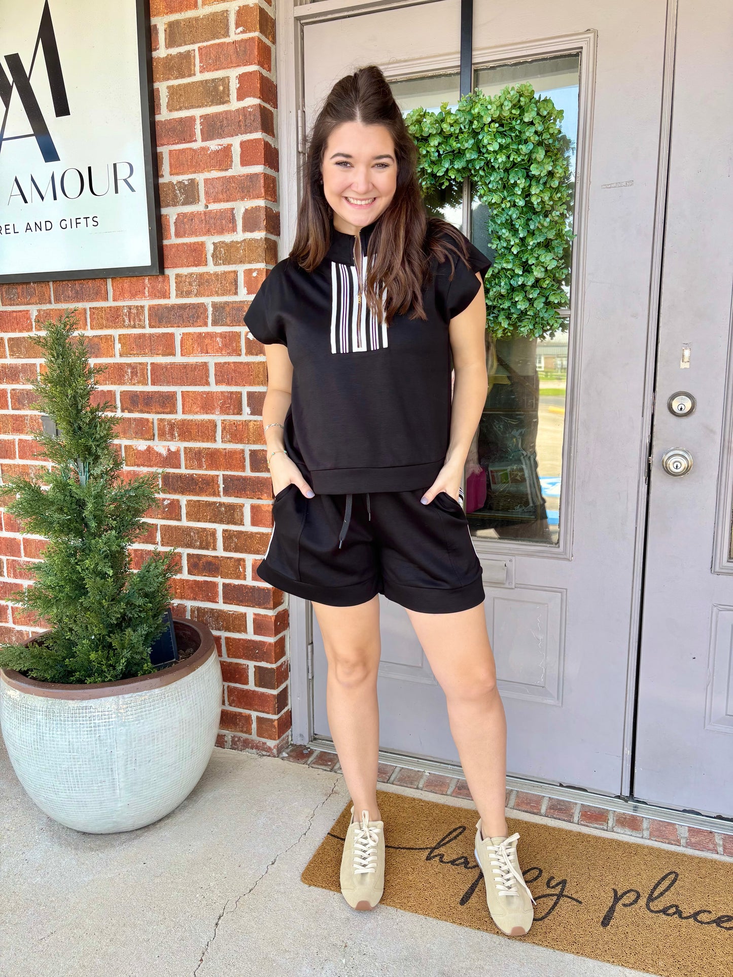 The Varsity Luxe Set in Black