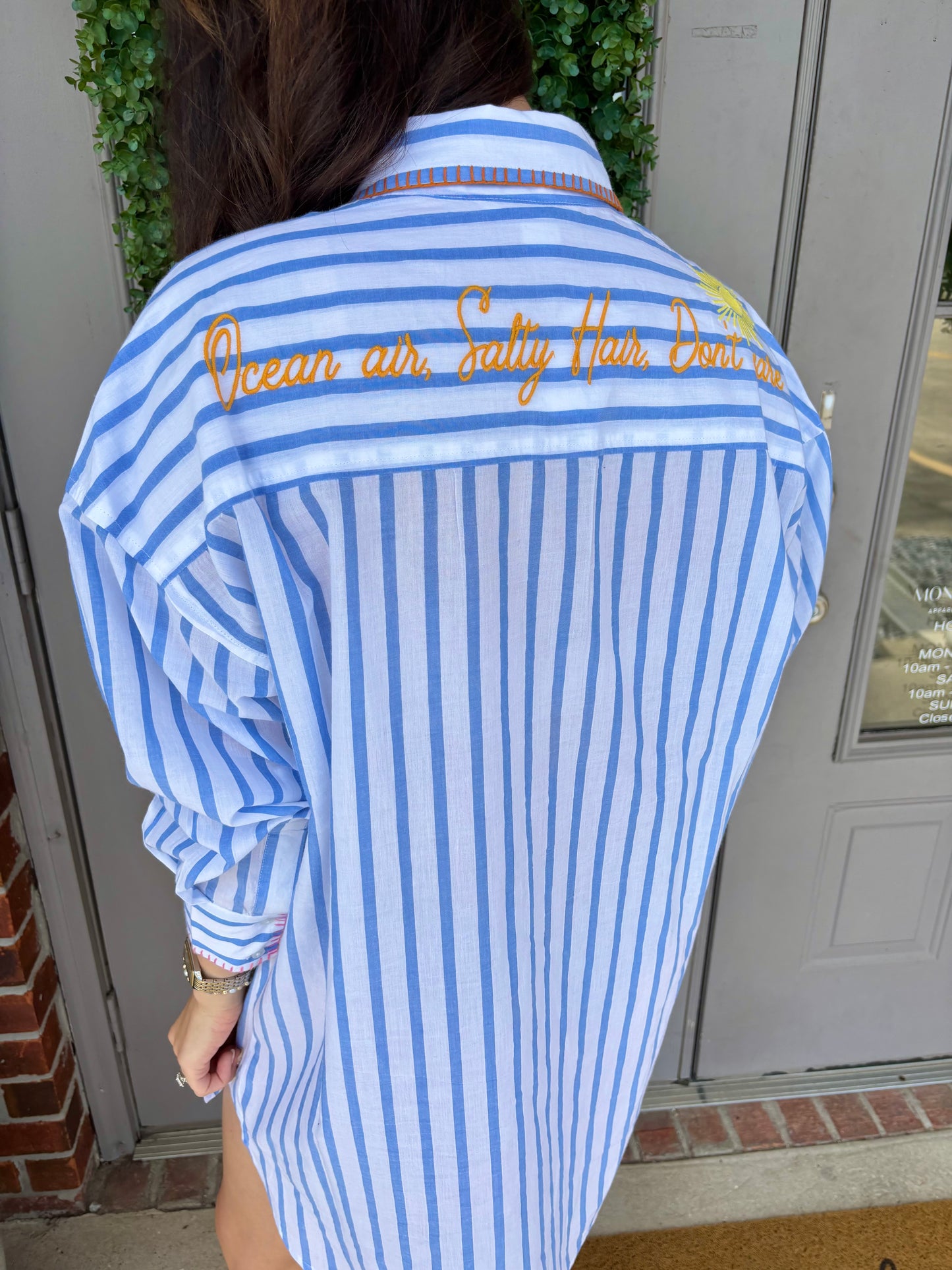 "Beach/Ocean Air, Salty Hair, Don't Care" Cover-Up Shirt