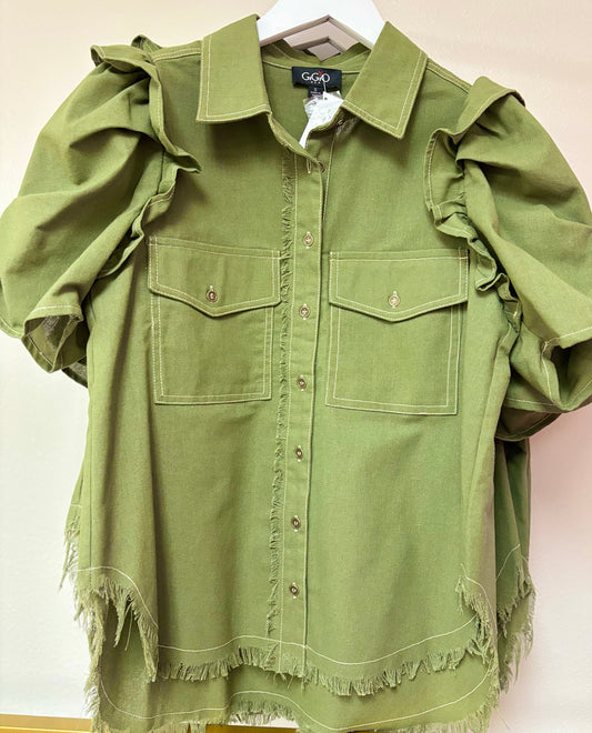 Lori Linen Frayed Hem Top