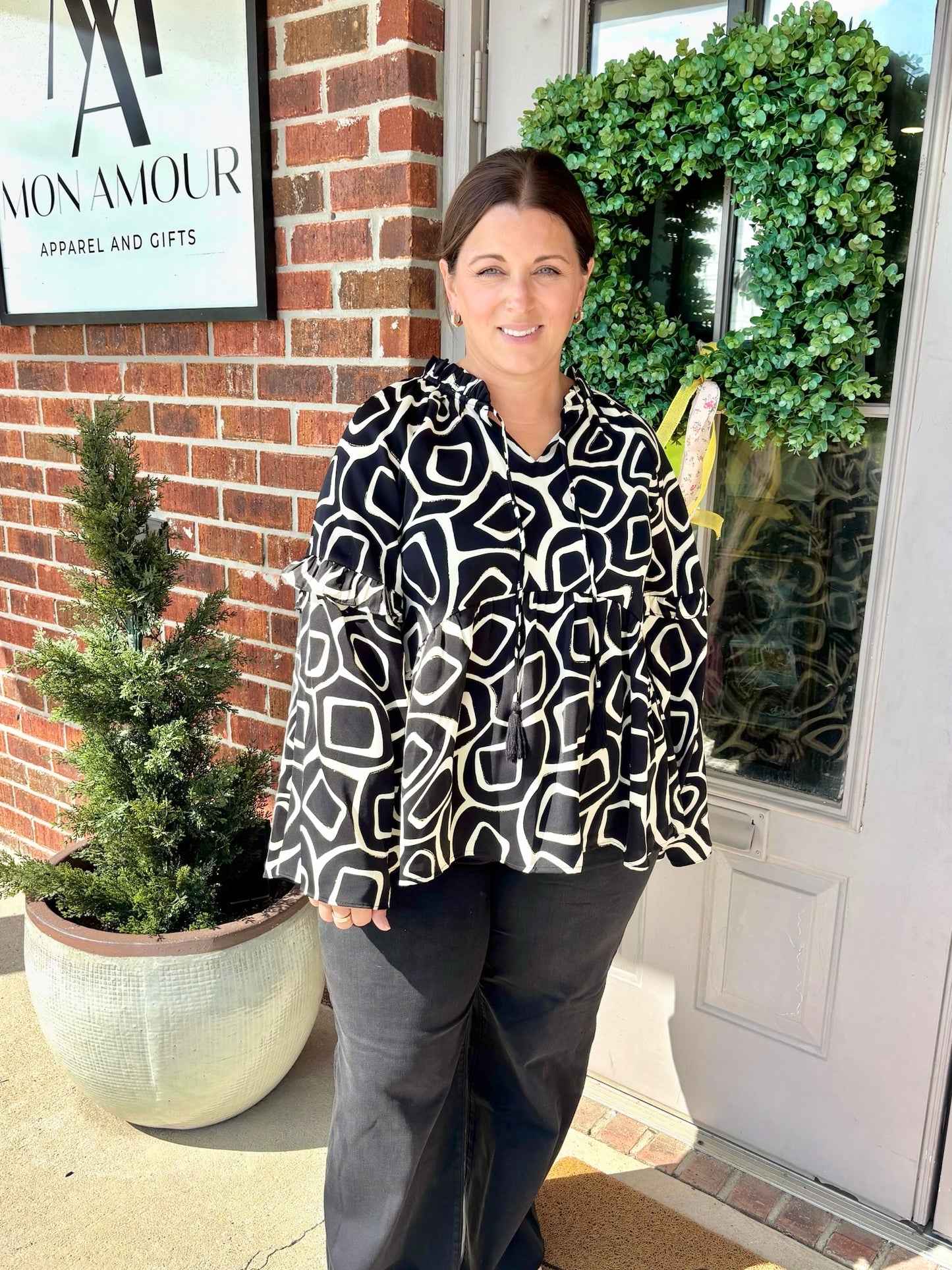 Bali Black Bell Sleeve Top