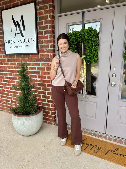 Taupe Dollar Cowl Neck