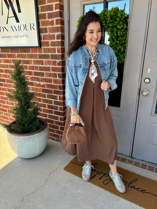 Chocolate Tie Knot Midi Dress